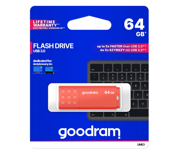 GOODRAM USB 3.0/USB 3.1 gen 1/USB 3.2 gen 1 64GB 60MB/s UME3-0640O0R11 - 606354 - zdjęcie 5